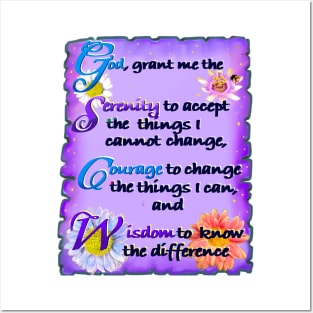 God grant me the serenity Prayer inspirational motivational Posters and Art